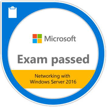 Paolo passed his MCP Networking with Server 2016 