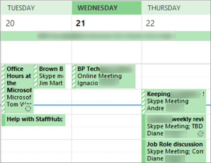 What your calendar looks like to a user when you share it with limited details.